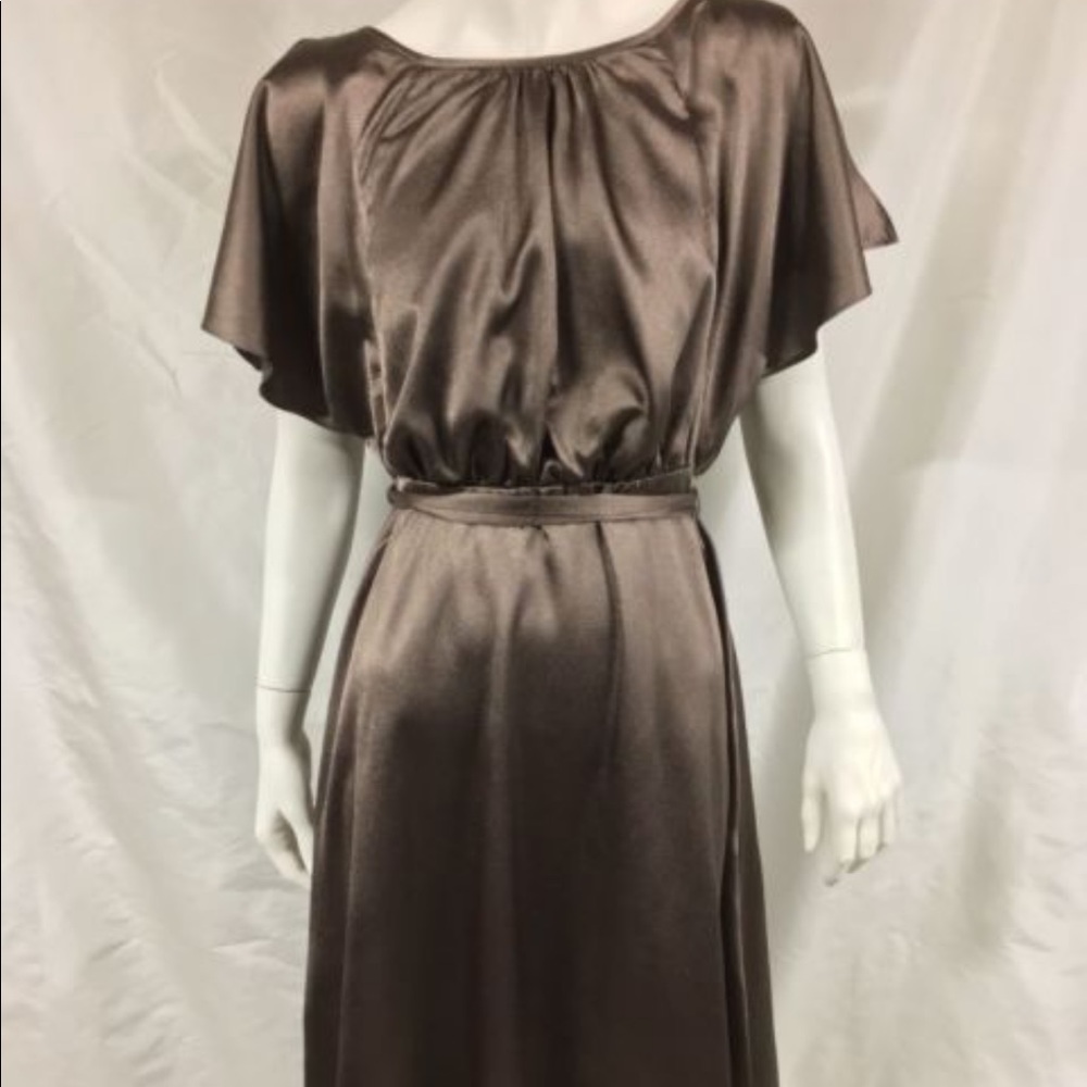 HD Paris Brown Bronze Ravie Satin Dress 6P Party - Picture 4 of 5